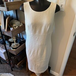 Kasper Cream Textured Sleeveless Sheath Dress